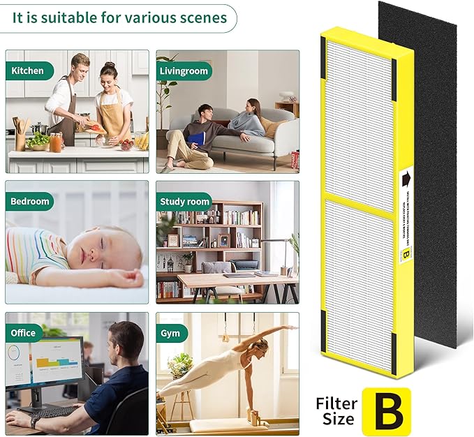 4 Packs Plastic Frame FLT4825 Replacement Filters B Compatible with AC4825 AC4825W AC4300 AC4800 AC4900 AC4850 Air Cleaner Purifier, 4 H13 True HEPA Filters and 8 Activated Carbon Pre-Filters