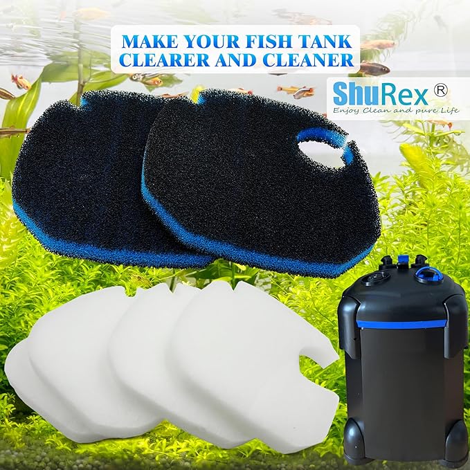 Large Cotton White Floss Pads and Activated Carbon Sponge Bio Filter Pads Refill Kit for AMOSIJOY Aquarium Canister Filter, Compatible with 396/528/660GPH Canister Filter (Large for 396/528/660GPH)