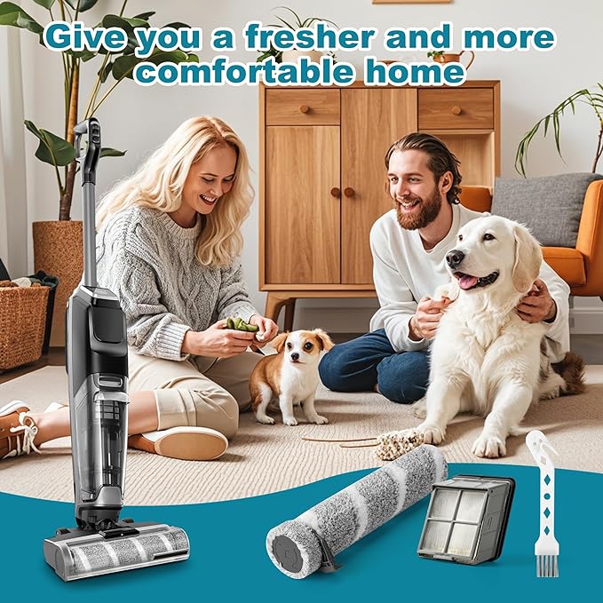 3930F 3933 3930 Brush Roll Filter Replacement Kit for Bissell CrossWave OmniForce Edge Cordless Multi-Surface Hard Floor Cleaner Wet Dry Vacuum, 2 HEPA Filters, 2 ZeroGap Brush Roll, 1640897, 1640066