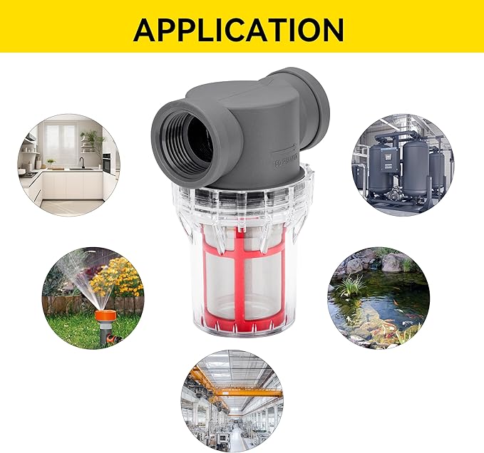 1'' Female NPT in-Line Strainer - Garden Hose Filter for High Pressure Washer, Sediment Filter with 200 Mesh Stainless Steel Screen (1'' 200 Mesh)