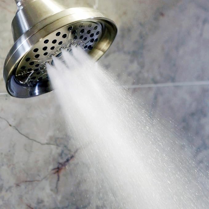 Shower Massage Head With Mist - High Pressure Boosting, Multi-Function, Massager Rainfall Showerhead For Low Flow Showers & Adjustable Water Saving Nozzle, 1.8 GPM - Brushed Nickel