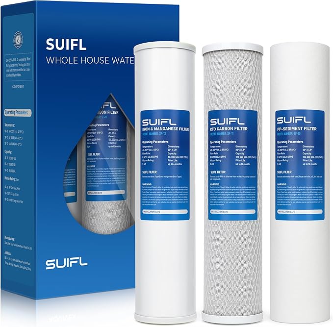 4.5 * 20” 3 Stage Whole House Water Filter Set, Compatible with Express Water WH300SCKP, WH300SCKP-S, WH300SICS, WH300SCGS, V-WH300SCPS, FLTWH2045CKP1, FLTWH2045ICS1, FLTWH2045CKS1, 1 Set