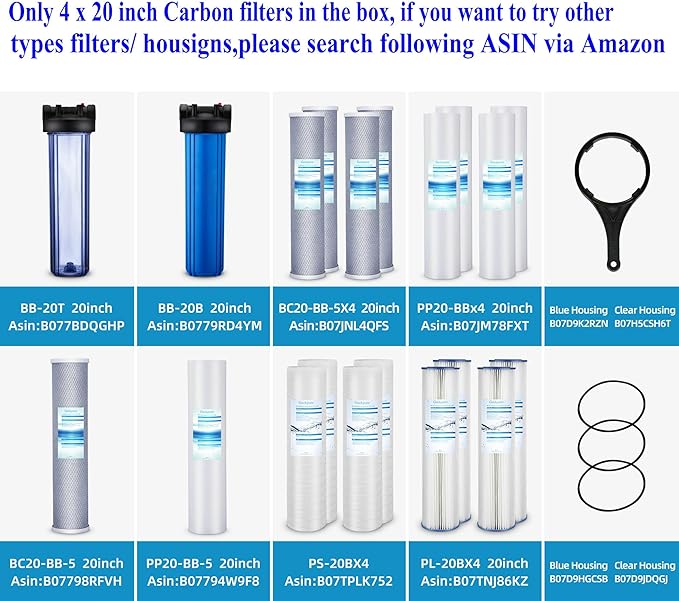 Geekpure 20 Inch Carbon Block Water Filter Reduce Chlorine Taste Odors for Whole House Filtration- 4.5 Inch x 20 Inch -5 Micron