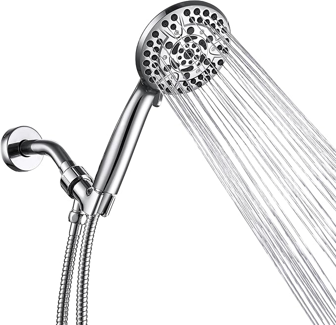10 Spray Shower Head with Handheld,High Pressure shower heads with Handheld Spray Combo,Hand Held Shower Head with 60 Inch Long Hose (Chrome)