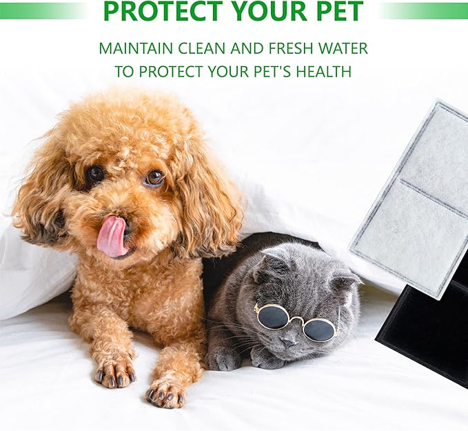 12 Pack Pet Fountain Premium Carbon Replacement Filters Compatible with PetSafe Drinkwell Platinum, Multi-Tier, Everflow, Outdoor Dog Water Dispenser, Dog Cat Water Fountain Charcoal Filters