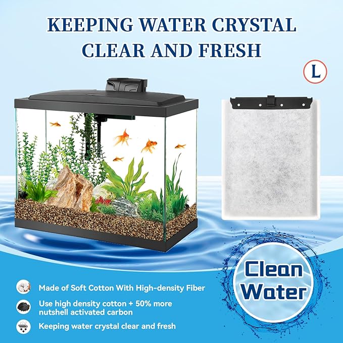 10 Pack Large Replacement Filters Cartridges Compatible with Aqueon QuietFlow Power Filter Size 20,30,50,55/75 or LED PRO Power Filter Size 20,30,50,75