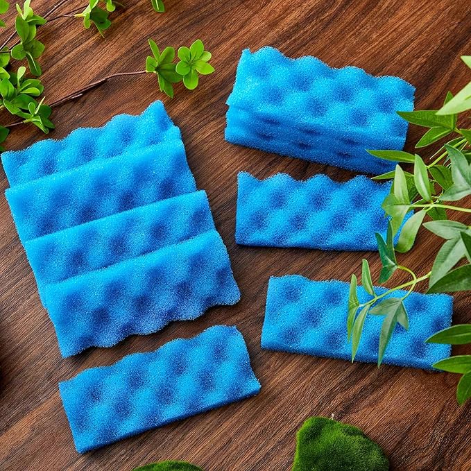 Maxcheck 10 Pcs Bio Sponge Foam Compatible with 306/307 Foam Filters Media Replacement Sponges for Aquarium Filters Fish Tank Accessories, Blue