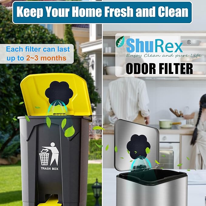 12-Pack Universal Trash Can Odor Absorbing Filters, Activated Charcoal Deodorizer for Trash Cans, Compost Buckets, Countertop and Recycle Bins (Flower)
