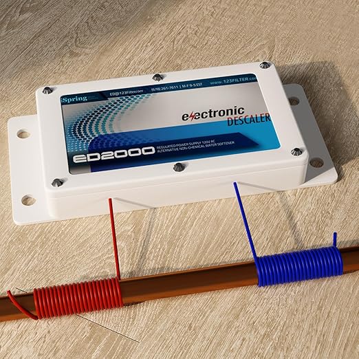 iSpring ED2000 Whole House Water Descaler, Alternative Electronic Salt-Free Hard Water Conditioner, Reduces Limescale Prevent Deposits Build-up, Different from a Water Softener