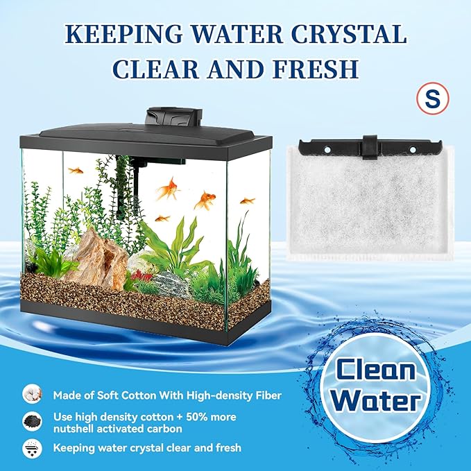 10 Packs Small Aquarium Filters Cartridges for Aqueon QuietFlow E Internal Power Filter Size 10 and 1/2.5/5 Gallon Mini-Bow Aquarium Filters