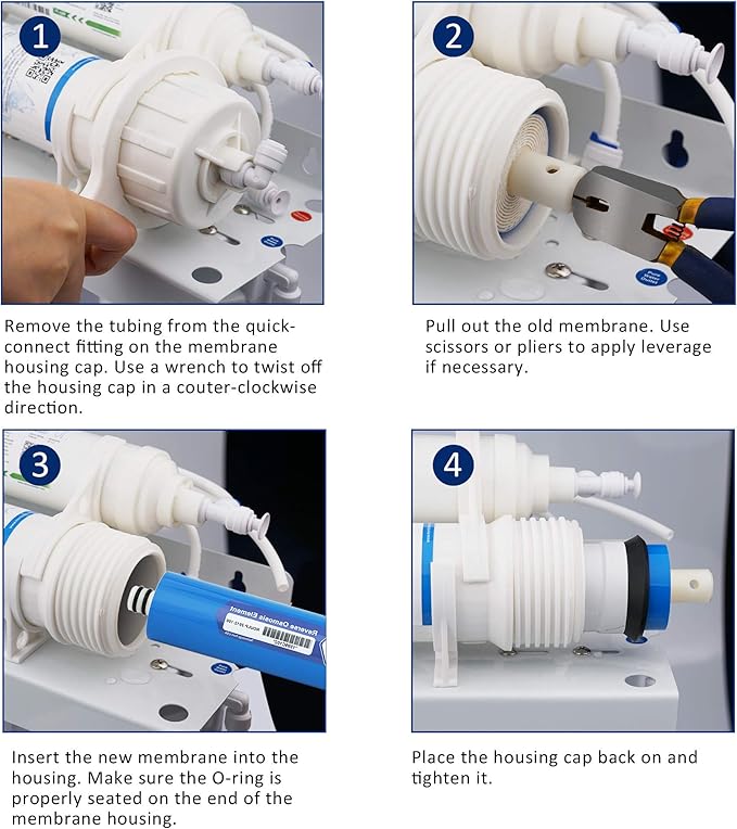 Membrane Solutions 75 GPD RO Membrane, Reverse Osmosis Membrane Element 11.75" x 1.75" Water Filter Replacement for Undersink Home Drinking RO Water Filtration System