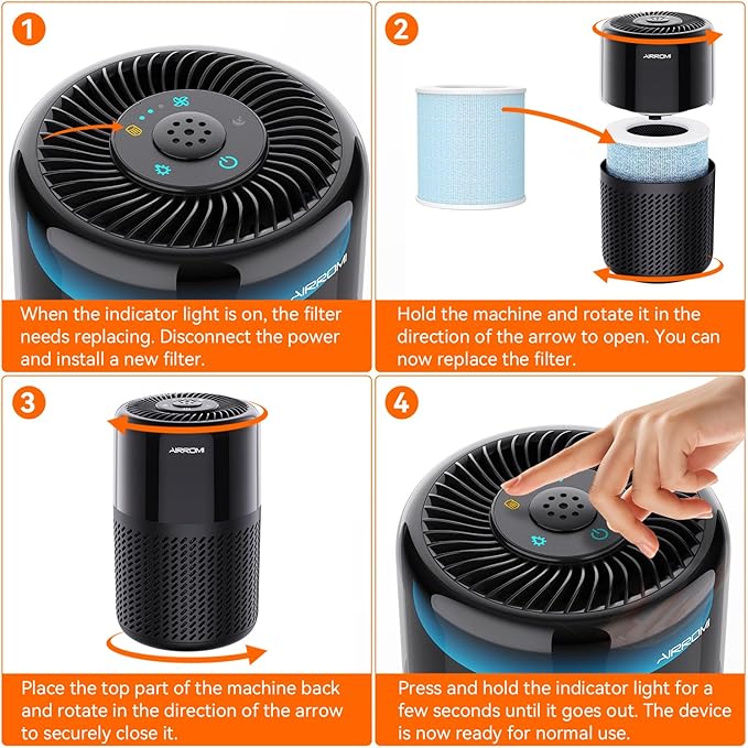 AIRROMI A2005 HEPA Air Purifier Replacement Filter, 3-In-1 Original Filter, Remove 99.97% of 0.3 Micron Particle 1 Pack White (Blue)