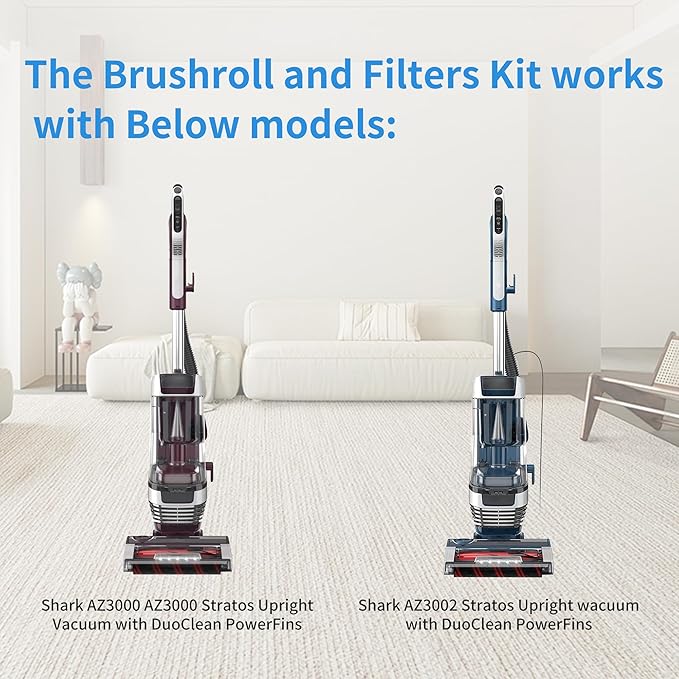 Brushroll & Foam Felt Filters Replacement Compatible with Shark Stratos DuoClean PowerFins Upright Vacuum AZ3002 & AZ3000W AZ3000