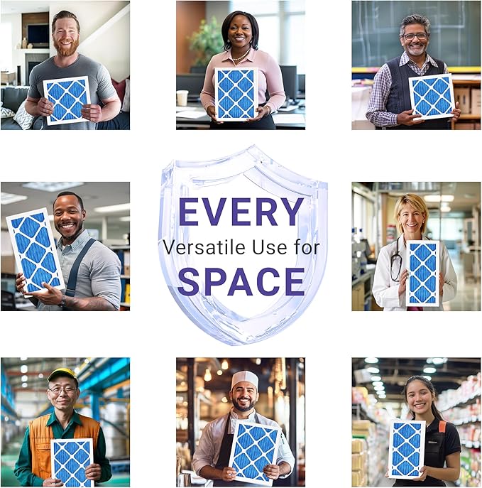 Maycold 10x10x1 MERV 11 Furnace Air Filter (6-Pack), High-Performance HVAC AC Filters for Home Use, Actual Size: 9.70” x 9.70” x 0.75”, Individually Wrapped in Plastic