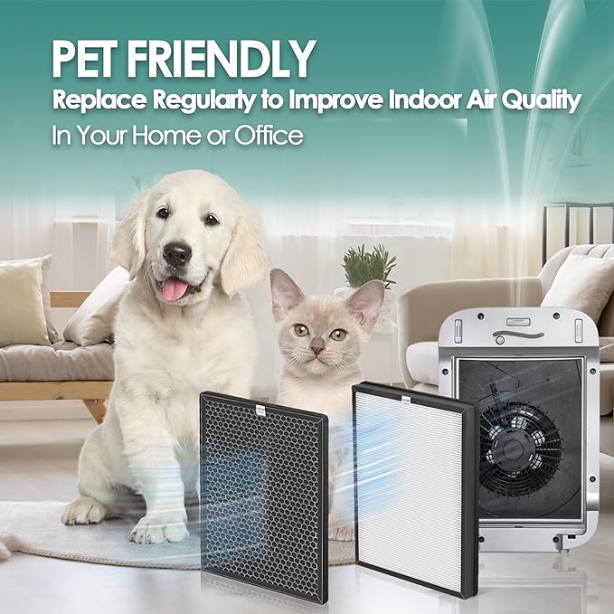 2-Set Alexapure Breeze Filter Replacement AP-B103 and AP-B104 Compatible with Alexapure Breeze Air Purifier AP-B102 and 3049, 2x True High-Efficiency Filter & and 2x Activated Carbon Filter AP-B104