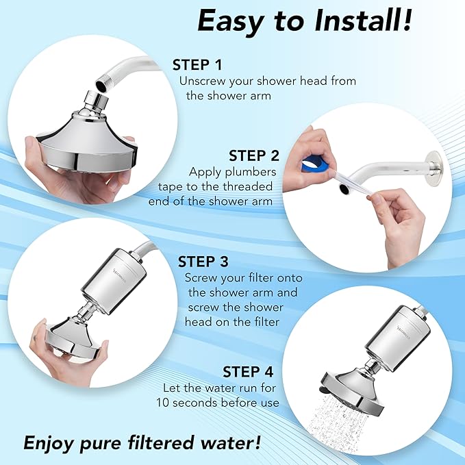 Premium High-Output Shower Filter with Replacement - Heavy Duty Water Filter - Hydralux H1 Filtration - Soothes Dry & Itchy Skin, Reduces Dandruff, Eczema & improves Condition of Skin