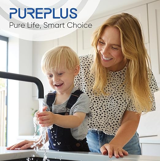 PUREPLUS 2-Stage Whole House Water Filtration System – 10" x 4.5" Universal Clear Housing, NSF/ANSI 42 Certified Filters, 1” Inlet/Outlet, Pressure Gauges – Reduces Chlorine, Odor, Sediment & Rust