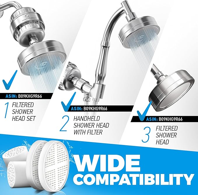 AquaHomeGroup 20-Stage Shower Filter Replacement Cartridge & Vitamin C + E + A Cartridges (2-Pack, No Housing) - Improve Shower Water Quality and Promote Healthier Skin and Hair