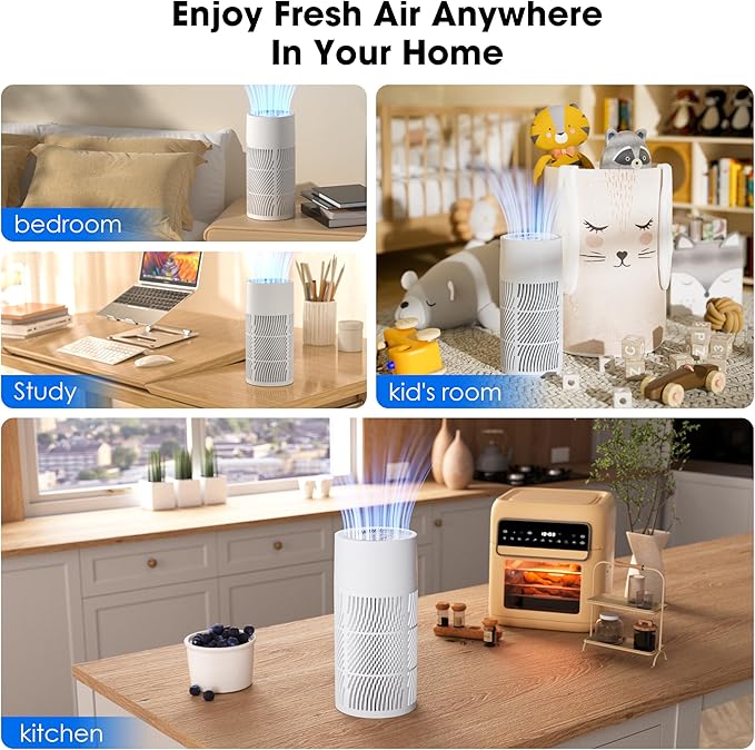 Nuwave H13 True HEPA Air Purifier for Bedrooms & Large Room up to 857 Sq Ft, 2025 New & Improved RPM Removes 99.97% of Smoke Pollen Pet Hair to 0.3 Micron 3 Fan Speeds Portable Ozone-Free