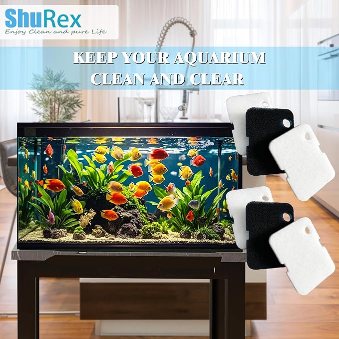 6 Pack Replacement Activated Carbon Sponge Bio Filter Pads and White Floss Pads and for Cascade 700/1000 CCF2UL CCF3UL, Compatible with Penn-Plax Cascade 700 & 1000 Canister Aquarium Filters