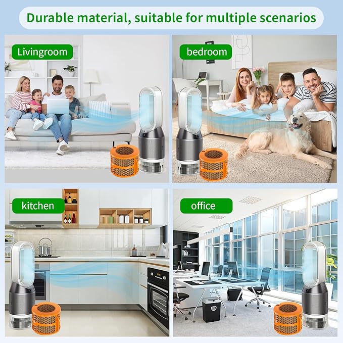 2 Pack 2-IN-1 Replacement Carbon Fiber Evaporator Filter Compatible for Dyson PH01 PH02 PH03 PH04 PH3A Models Humidify+Cool Air Purifiers, Orange