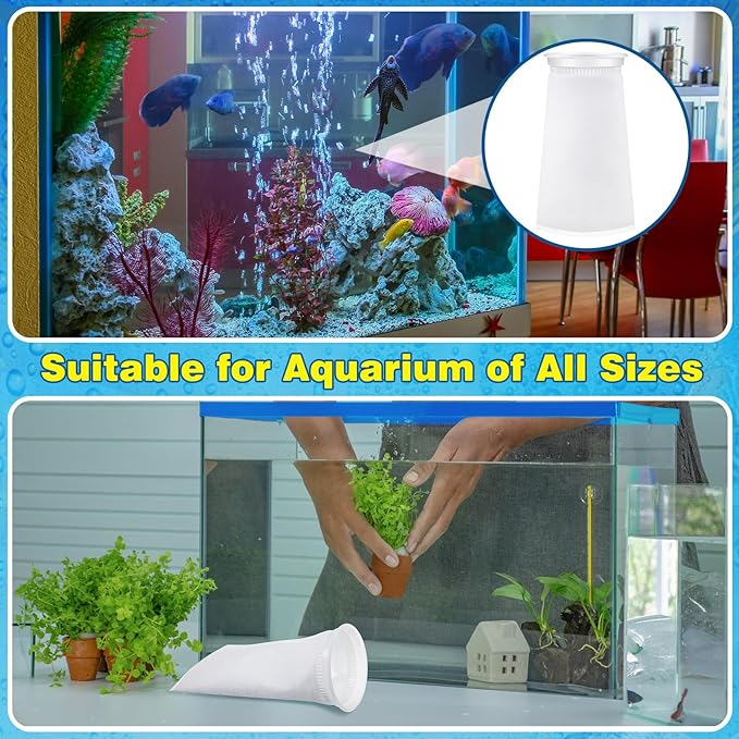 Jecery 16 Pack 4 Inch Ring Filter Socks 200 μm Aquarium Filter Bags Aquarium Socks for Tank Sump Saltwater Freshwater(9.5 × 4 inches)