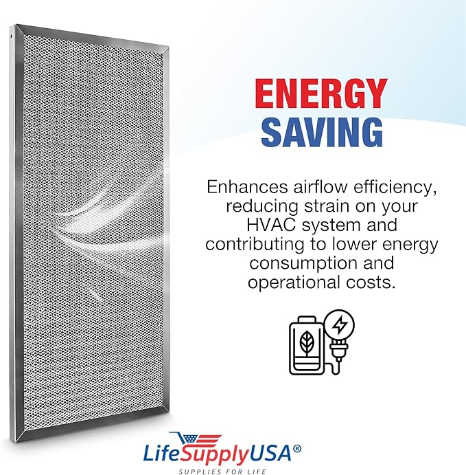 14x30x1 Electrostatic Air Filter, MERV 8, Washable, Reusable Furnace AC/HVAC Filter, Energy Saving, Easy to Clean, Long-Lasting by LifeSupplyUSA