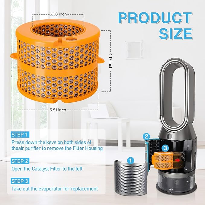 Air Purifier Carbon Fiber Evaporator Filter Replacement for Dyson PH01 PH02 PH03 PH04 PH3A, Replacement Humidifier Filters for Dyson Purifiers