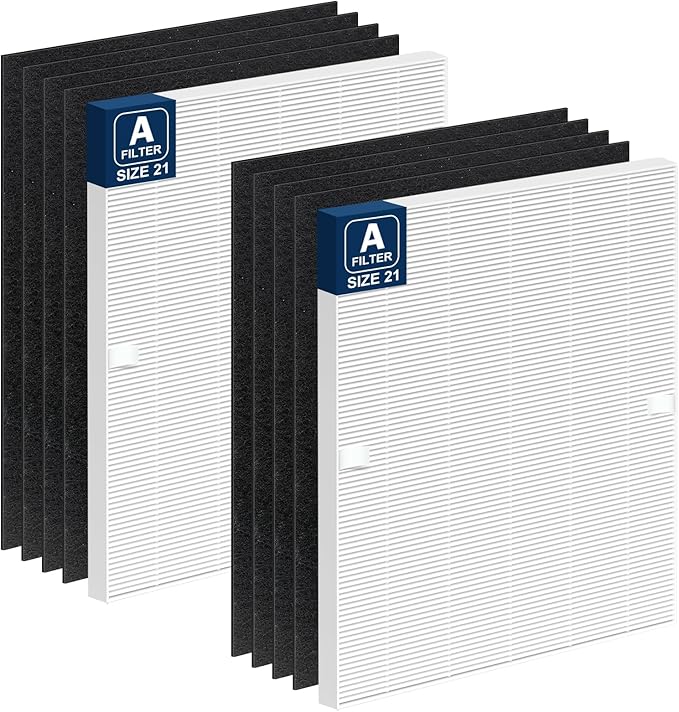 115115 HEPA Replacement Filter A for Winix Plasmawave Air Purifier C535 5300 5300-2 6300 6300-2 P300 AM90 C909 9800, 2 True HEPA Filters + 8 Carbon Pre-Filters
