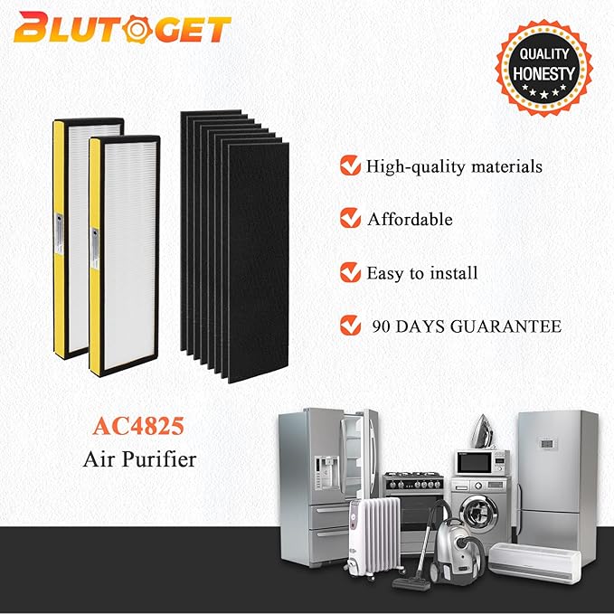 FLT4825 HEPA Filter B Replacement-Compatible with Air Purifier Models-Replaces AC4820, AC4850,CDAP4500BAC, AC4800, AC4300 AC4900CA AC4825 AC4825E by Blutoget -2 H13 HEPA Filters 8 Carbon Pre-Filters