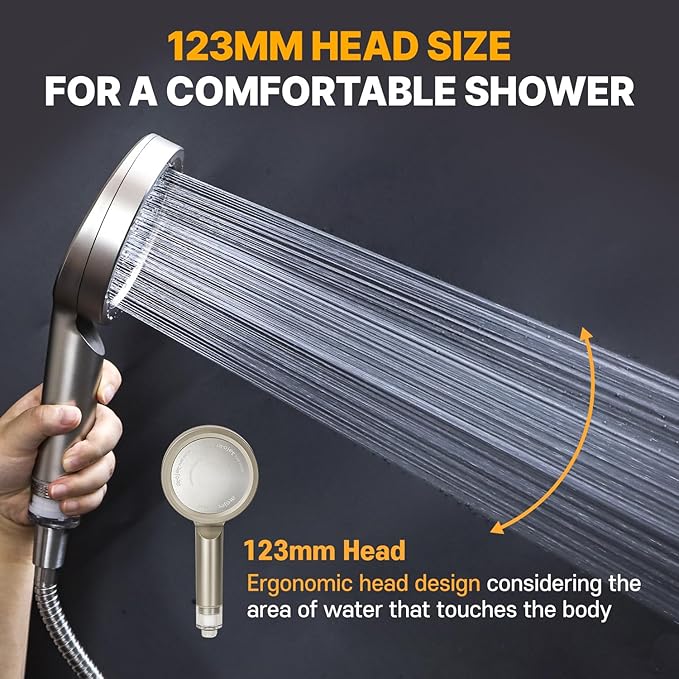 Premium Filter Showerhead Designed With Korea's Luxury Beauty Philosophy - Carbon Composite Filter | Single 1 month Set (Hose, Mount, Teflon Tape, Wrench) (JNE300N-SET-SNG)