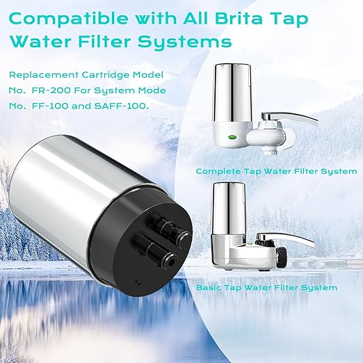 Replacement for Brita Faucet Filter, Fits Compatible with 36311 On Tap Filters System for Sink FR-200 FF-100, 2 Count