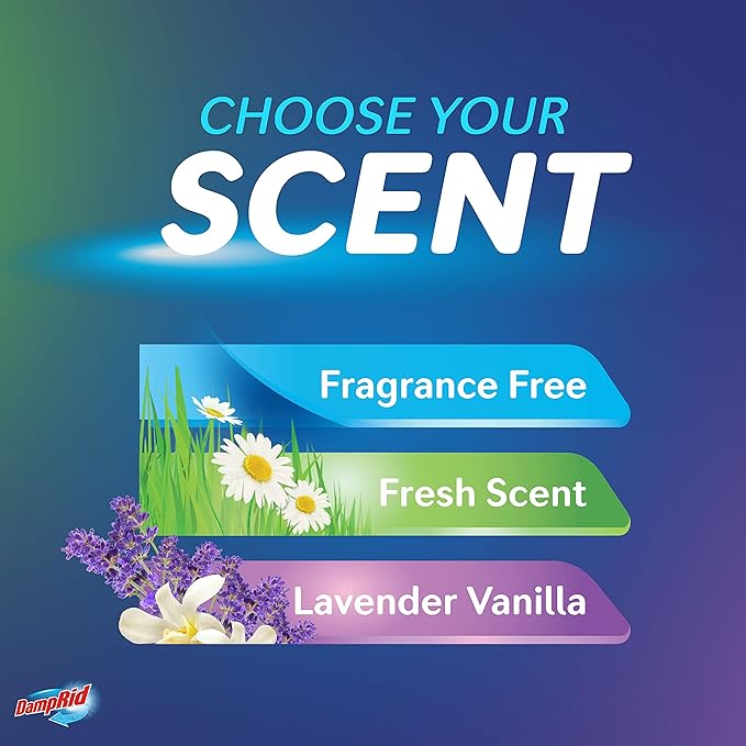 DampRid Lavender Vanilla Hanging Moisture Absorber, 15.4 oz., 6 Pack - Eliminates Musty Odors for Fresher, Cleaner Air, Ideal Moisture Absorbers for Closet, 10% More Moisture Absorbing Power*