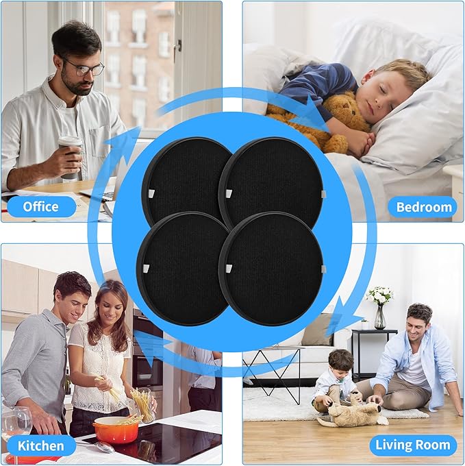 4-Pack Halo Replacement Filter, Compatible with Pure Enrichment PureZone Halo Purifier PEAIRDSK, 2-in-1 Filters