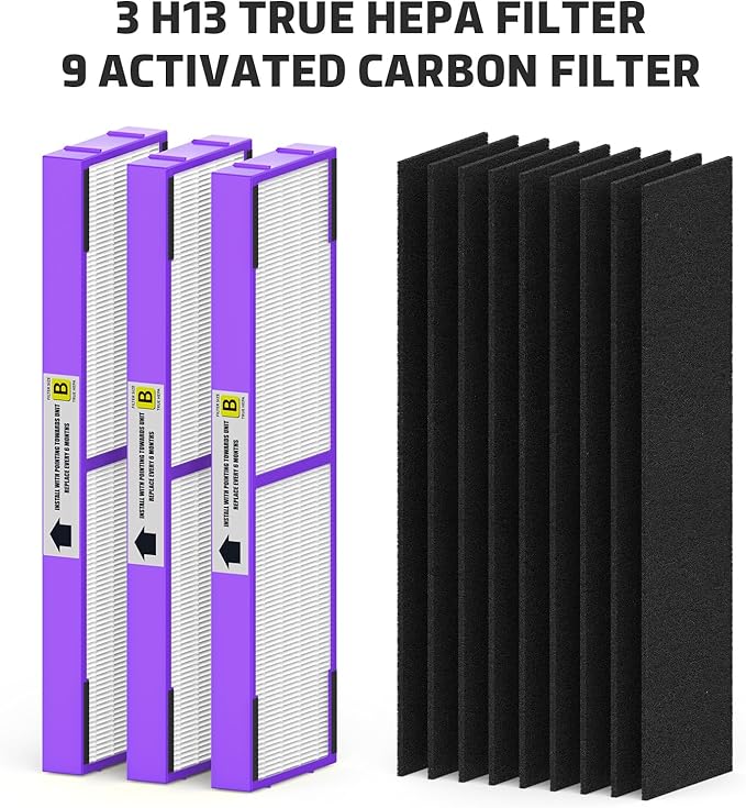 FLT4850PT Filter B Fresh Pet Replacement Compatible with Guardian Models AC4850, AC4825, AC4870, CDAP4500, AC4900, AC4300, AP2200, FLT4850PT, Violet, 3 Premium Filter+9 Carbon