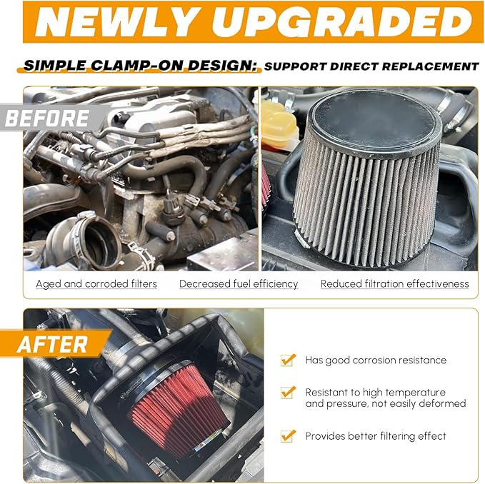 PTNHZ Universal Red 3" 76mm High Flow Cold Air Intake Cone Air Filter Power Intake Air Inlet System Air Cleaner