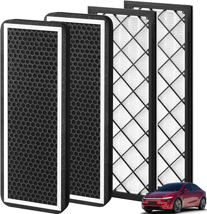 Tesla Model Y Intake Cabin Air Filter HEPA with Activated Carbon, Air Intake Filter Replacement Kit for Model Y 2020-2025 Accessories, Set of 4