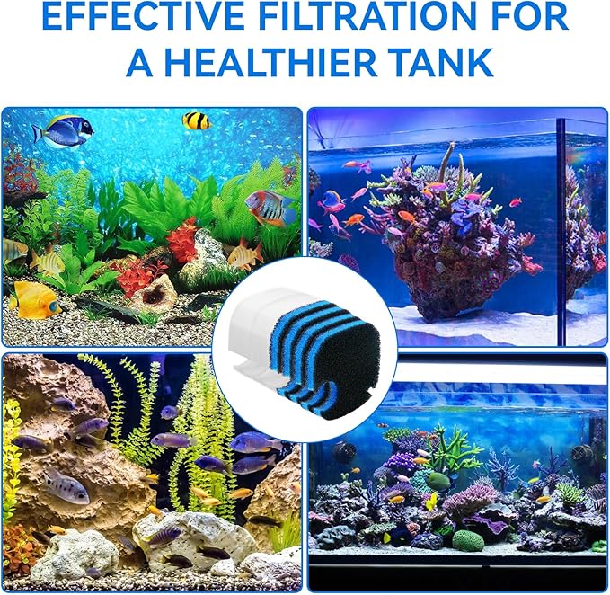 16 Pack Aquarium Canister Filter Pads Compatible with AMOSIJOY and PONDFORSE 172/225/265GPH, Replacement Aquarium Activated Carbon Sponge for Coospider-Repta (12 White Floss and 4 Coarse Filter Pads)