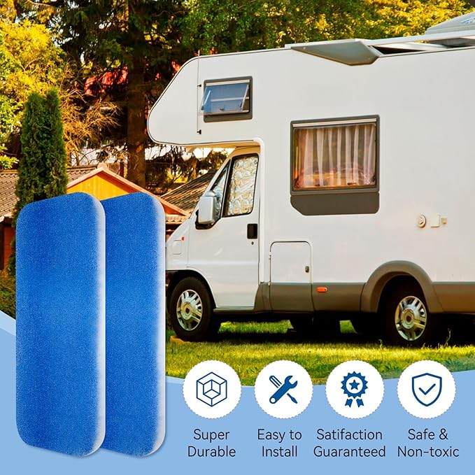 12.875” x 5.5” RV AC Air Filter Replacement Compatible with Entegra Luxury Fifth Wheel Air Conditioner - 4 Pack Air Conditioning Unit RV Foam Pad for Camper Vent MERV 6 AC 160g Filter, Blue