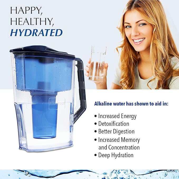Water Pitcher, Alkaline Water Pitcher,Alkaline Water jug -7 Stage Ionizer Filtration System to Purify and Increase PH Levels - Clean, Refreshing Water, 10 Cup Water jug,BPA Free.