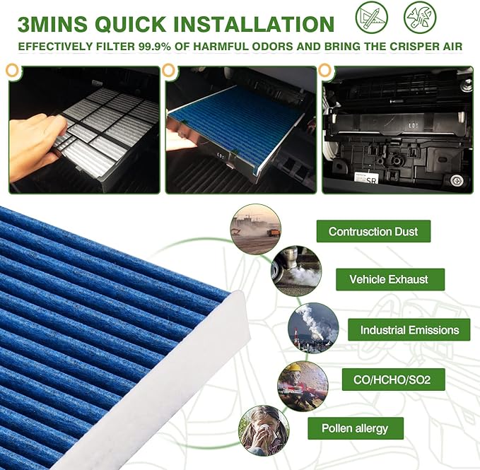 4-Pack HEPA Cabin Air Filter Fits for Mazda CX-9 Toyota RAV4 Corolla Camry Highlander Lexus RX350 Activated Carbon Cabin Filter CF12157 Replacement Accessories