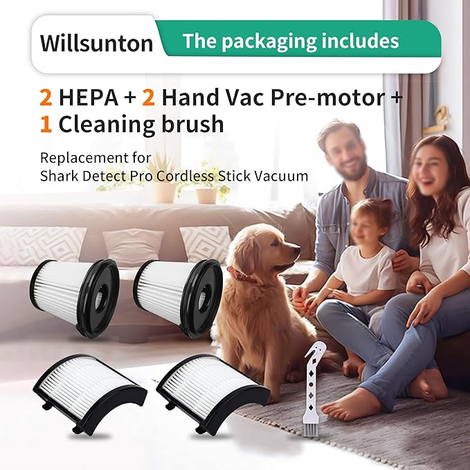 4 Pack IW3511 IW1111 HEPA Filters Replacement for Shark IW3511 DetectPro Lightweight Cordless Stick Vacuum Cleaner. For Shark Detect Pro Auto-Empty System PowerFins Brushroll Portable Handheld 2-In-1