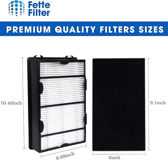 Fette Filter - HAPF600 Series True Hepa Filter B Set Compatible with Holmes Air Purifer for Select Models Includes 4 True Hepa Enhanced Filter and 4 Advanced Odor Reducing Filter