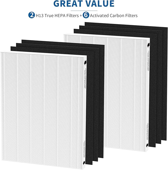 2 Packs Aeramax 300 HEPA Filter Replacement Compatible with Fellowes AeraMax 290 300 DX95 and HF-300 AP-300PH Air Cleaner Purifier, Part# 9287201, 2 Main Filters + 6 Activated Carbon Pre-filters