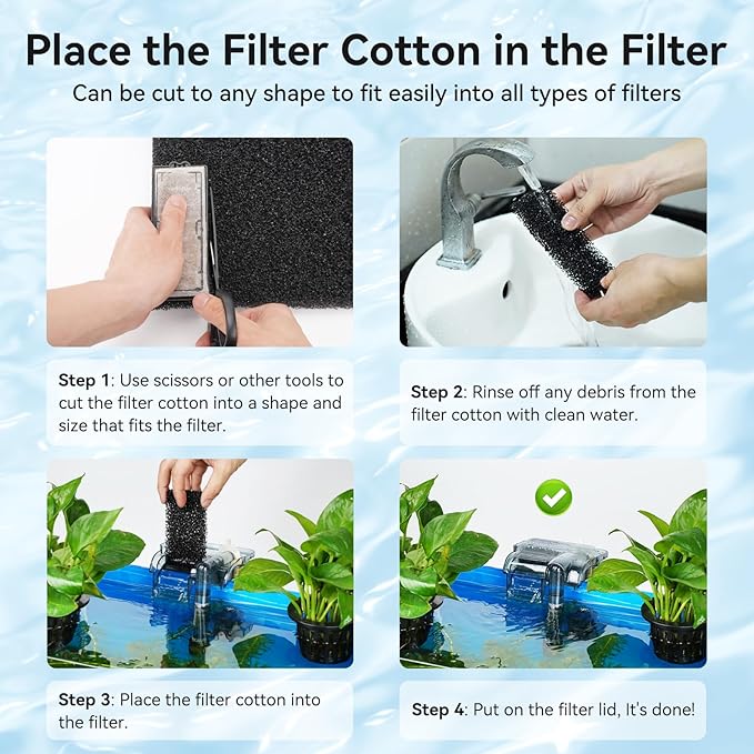 Aquarium Filter Sponge Pad, Filter Media Foam Sponges, Filter Accessories for Fish Tanks and Ponds (18.5"x18.5"x1.6", 20PPI, 2 Pack)