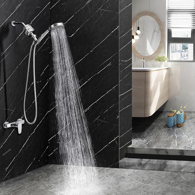 Filtered Shower Head Combo, Includes 79" Hose, 20 Stage Shower Filter Head, High Pressure Handheld Spray Showerhead, Shower Arm Mount Holder, for Hard Well Water Chlorine, Chrome (S60)