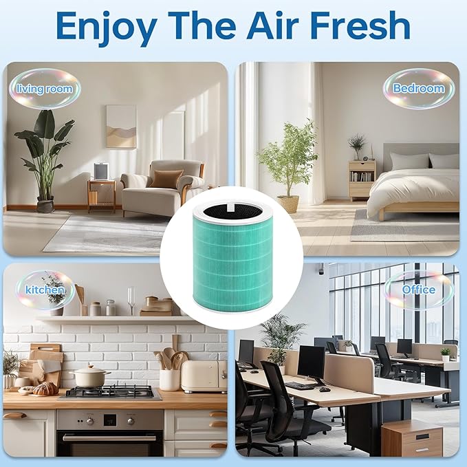 Core 600S Replacement Filter Compatible With Levoit, 3-In-1 High-Efficiency Filter and Activated Carbon, Part#Core 600S-Rf, 2Pack, Green