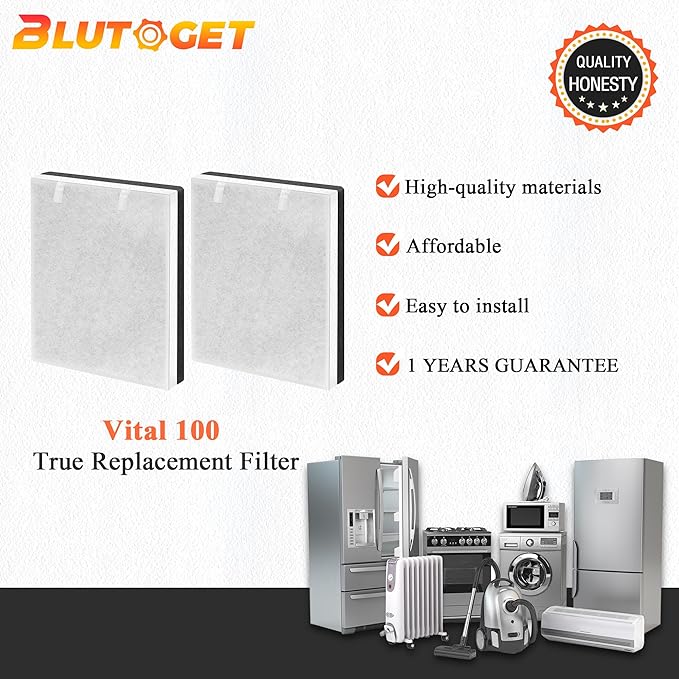Vital 100 Vital 100-RF True Replacement Filter 2Pack by Blutoget - Fit for LEVOIT Vital 100 Air Purifier, 3-in-1 H13 and High-Efficiency Activated Carbon Filtration System - Replace Vital 100-RF