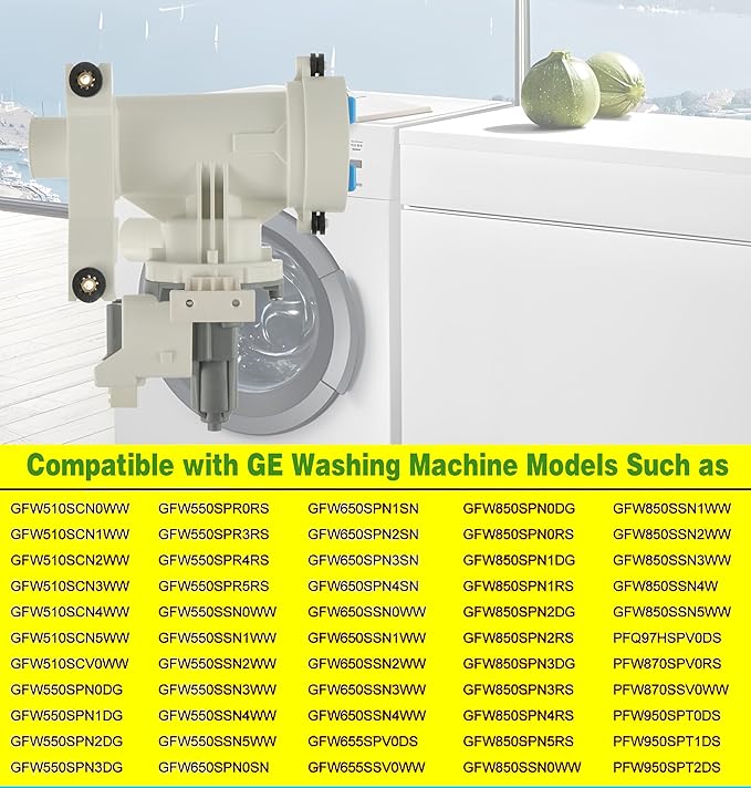 (Upgraded) WH11X29539 Washer Drain Pump and Filter Assembly Compatible with GE Front Load Washing Machines Clothes Washer Replacement Parts AP6986715 4962370 PS16217203 EAP16217203 B25-3A04 PD00065822
