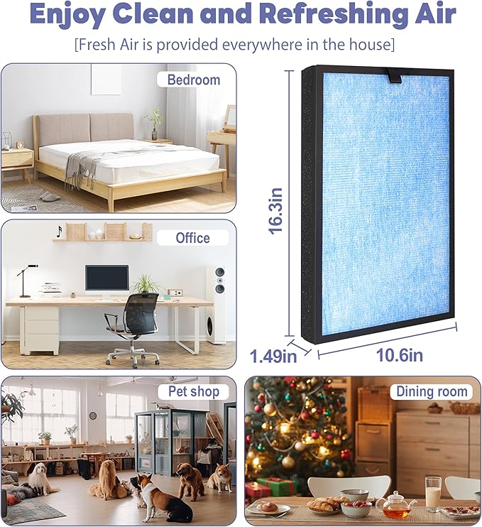 HP8 Replacement Filter Compatible with SimPure HP8 Air Purifier, Part # SP-HP8-RF, H13 HEPA Filter and Activated Carbon Filters, 2-Pack